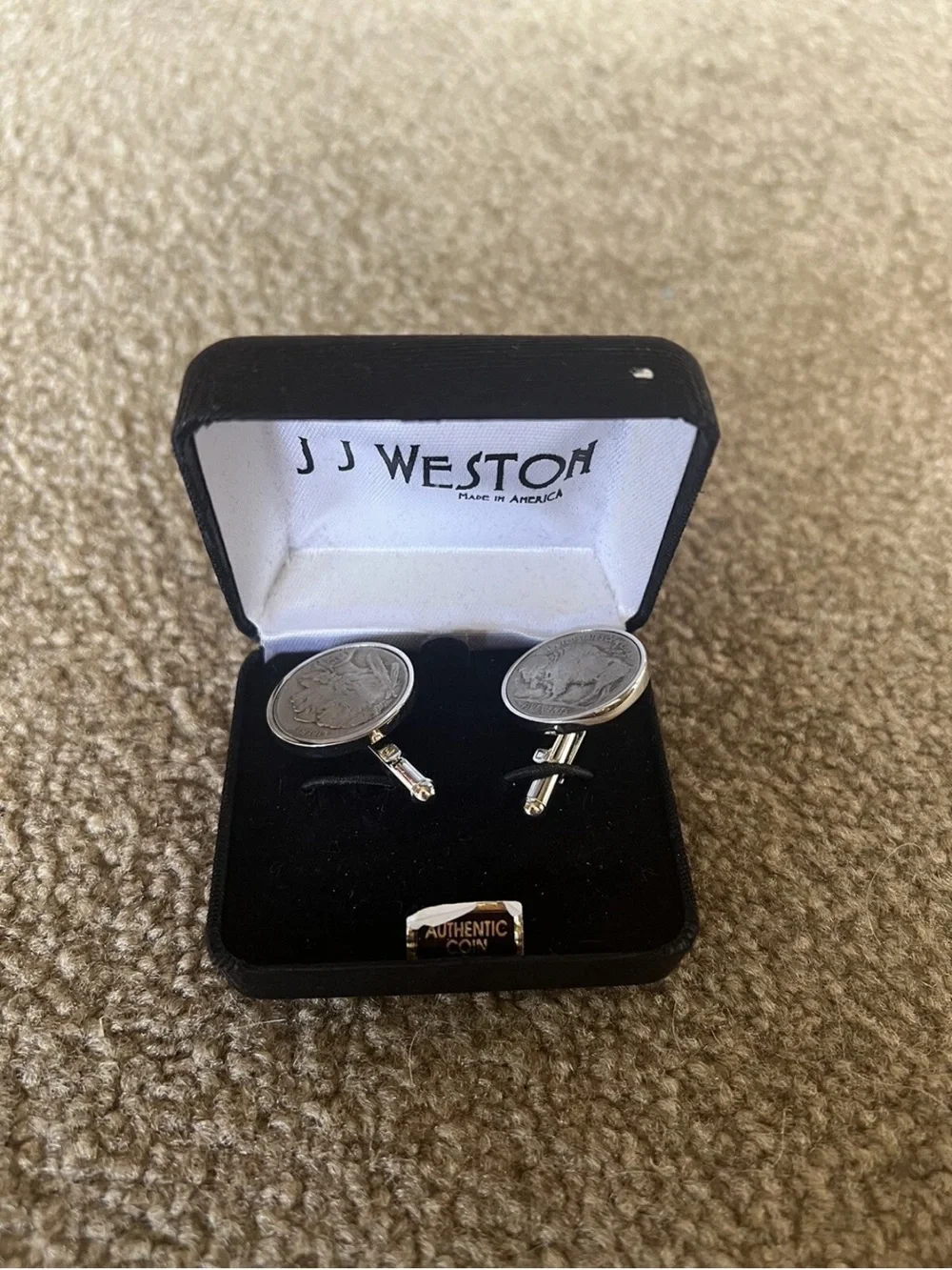 J.J. Weston Authentic 1935 Buffalo Nickel Cufflinks